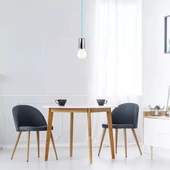 Chrome Metal Cup Pendant Light Blue