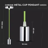 Chrome Metal Cup Pendant Light Green