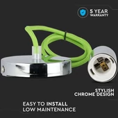 Chrome Metal Cup Pendant Light Green