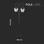 Pole Lamp 2XE27 1410mm IP44 Black
