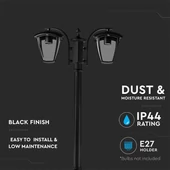 Pole Lamp 2XE27 1990mm IP44 Black