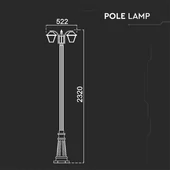 Pole Lamp 2XE27 2280mm IP44 Black