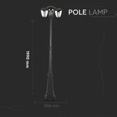 Pole Lamp 3XE27 1990mm IP44 Black