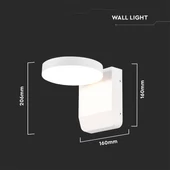 V-TAC kültéri 17W LED lámpa, kerek forgatható fejjel, fehér házzal, természetes fehér - SKU 2951