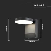 V-TAC kültéri 17W LED lámpa, kerek forgatható fejjel, fekete házzal, meleg fehér - SKU 2952