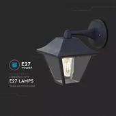 Wall Lamp E27 Matt Balck Clear Glass