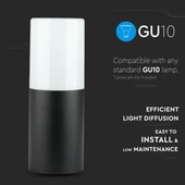 GU10 Garden Wall Lamp Aluminum Body Cylinder Black 121x80x250mm IP54