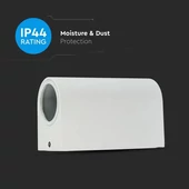 V-TAC kültéri, kerek, fehér fali lámpa, 2xGU10 foglalattal - SKU 7542
