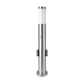 E27 Bollard Lamp 60CM  PIR Sensor With 2 EU Plug Sockets  Stainless Steel Satin Nickel IP44