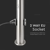 E27 Bollard Lamp 60CM  PIR Sensor With 2 EU Plug Sockets  Stainless Steel Satin Nickel IP44