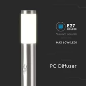 E27 Bollard Lamp 80CM With PIR Sensor Stainless Steel Satin Nickel IP44