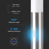 E27 Bollard Lamp 80CM With PIR Sensor Stainless Steel Satin Nickel IP44