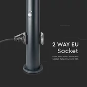 E27 Bollard Lamp 60CM  PIR Sensor With 2 EU Plug Sockets  Stainless Steel Grey IP44