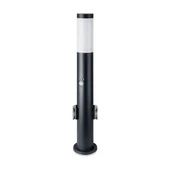 E27 Bollard Lamp 60CM  PIR Sensor With 2 EU Plug Sockets  Stainless Steel Black IP44