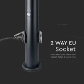 E27 Bollard Lamp 60CM  PIR Sensor With 2 EU Plug Sockets  Stainless Steel Black IP44