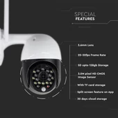 V-TAC kültéri PTZ WiFi IP kamera, 3MP, IP65 - SKU 8989