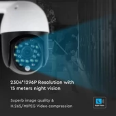 V-TAC kültéri PTZ WiFi IP kamera, 3MP, IP65 - SKU 8989