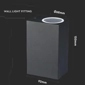 Wall Sleek Wall Fitting Aluminium Square Black 2Way IP44