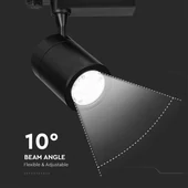 V-TAC LED 10°-os sínes spotlámpa, mozgatható fejjel, 35W természetes fehér - SKU 211286