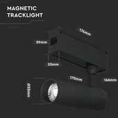 V-TAC LED állítható spotlámpa mágneses sínhez 15W CRI>90 UGR<19 természetes fehér - SKU 7967