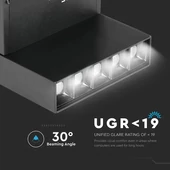V-TAC LED dönthető spotlámpa mágneses sínhez 10W CRI>90 UGR<19 természetes fehér - SKU 7963