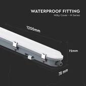 V-TAC LED lámpa 120cm 36W IP65, vészakkuval, hideg fehér, 120 Lm/W (M-széria) - SKU 24012