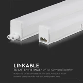 V-TAC LED lámpa 115 cm T5 16W beépített kapcsolóval hideg fehér - SKU 21697