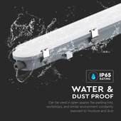 LED Waterproof Fitting M-SERIES 1500mm 48W 6400K Emergency Kit PC/PC SS Clip 120LM/W