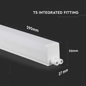 V-TAC LED lámpa 29 cm T5 4W beépített kapcsolóval természetes fehér - SKU 21690