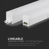 V-TAC LED lámpa 32cm T5 4W beépített kapcsolóval meleg fehér - SKU 689