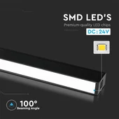 V-TAC LED lineáris lámpa mágneses sínhez 20W CRI>90 meleg fehér - SKU 7954