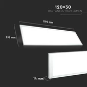 V-TAC LED panel hideg fehér 29W 120 x 30cm, 137 Lm/W - SKU 216258