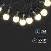 V-TAC LED party fényfüzér 10m 20db fényforrással, meleg fehér - SKU 217439