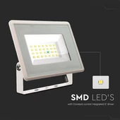 V-TAC F-széria LED reflektor 20W hideg fehér, fehér házzal - SKU 6742