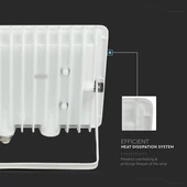 V-TAC F-széria LED reflektor 20W hideg fehér, fehér házzal - SKU 6742