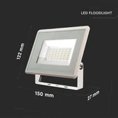 V-TAC F-széria LED reflektor 30W hideg fehér, fehér házzal - SKU 6748