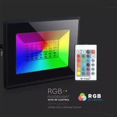 V-TAC LED reflektor 30W RGB, színváltós fényvető távirányítóval - SKU 5995