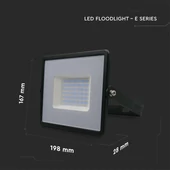 V-TAC E-széria LED reflektor 50W természetes fehér, fekete házzal - SKU 215959