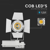 V-TAC LED sínes spotlámpa állítható 33W CRI>90 napfény fehér, fehér ház - SKU 370