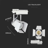 V-TAC LED sínes spotlámpa állítható 33W CRI>90 meleg fehér, fehér ház - SKU 368
