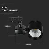 V-TAC LED sínes spotlámpa állítható 40W természetes fehér, fekete házzal - SKU 1192