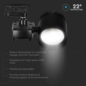 V-TAC LED sínes spotlámpa állítható 40W természetes fehér, fekete házzal - SKU 1192