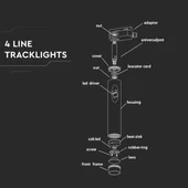 V-TAC LED sínes spotlámpa állítható 7W CRI>90 meleg fehér, fehér ház - SKU 350
