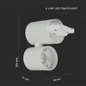 V-TAC LED sínes spotlámpa állítható CRI>95 15W meleg fehér, fehér házzal - SKU 1298