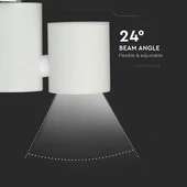 V-TAC LED sínes spotlámpa állítható CRI>95 15W meleg fehér, fehér házzal - SKU 1298