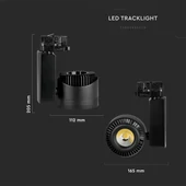 V-TAC LED sínes spotlámpa állítható CRI>95 33W napfény fehér, fekete házzal - SKU 1235