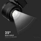 V-TAC LED sínes spotlámpa állítható CRI>95 33W napfény fehér, fekete házzal - SKU 1235