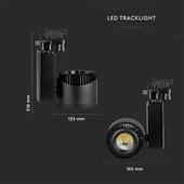 V-TAC LED sínes spotlámpa állítható CRI>95 45W napfény fehér, fekete házzal - SKU 1238