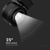 V-TAC LED sínes spotlámpa állítható CRI>95 45W napfény fehér, fekete házzal - SKU 1238