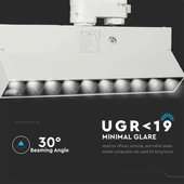 V-TAC LED sínes spotlámpa dönthető 25W CRI>90 UGR<19 meleg fehér - SKU 20009